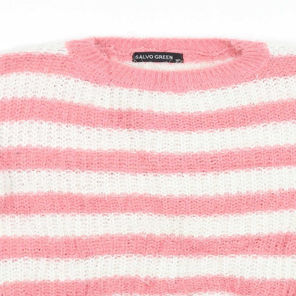 SALVO GREEN Womens Multicoloured Striped  Pullover Jumper Size M
