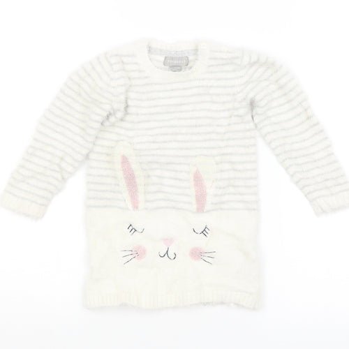 Primark Baby White Striped  Pullover Jumper Size 12-18 Months