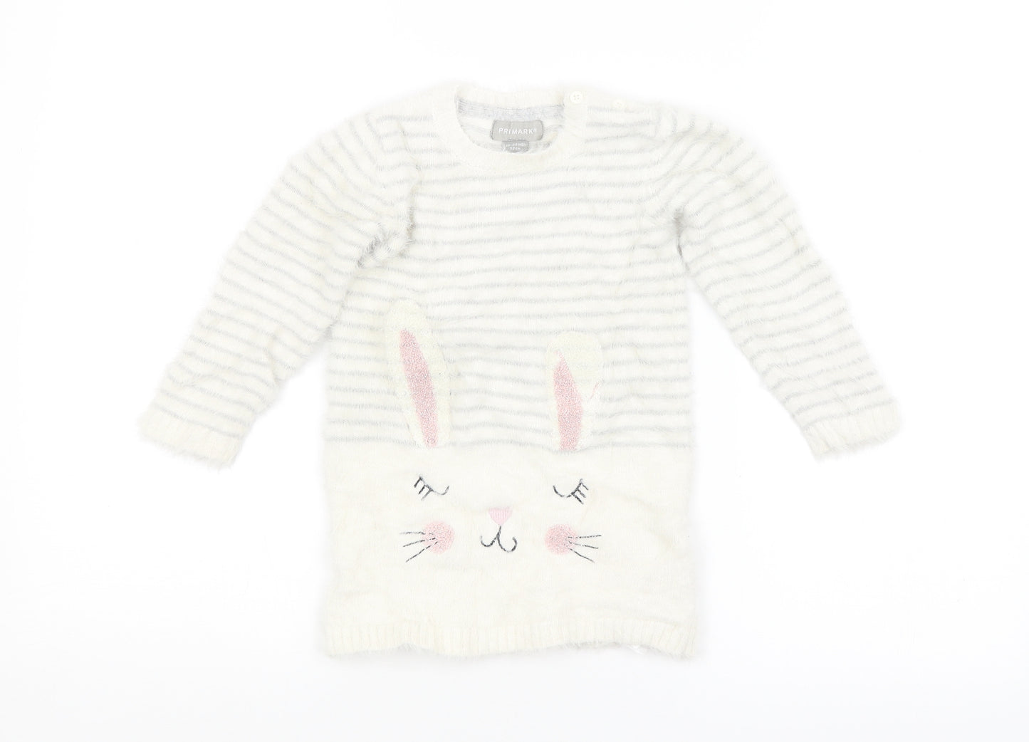 Primark Baby White Striped  Pullover Jumper Size 12-18 Months