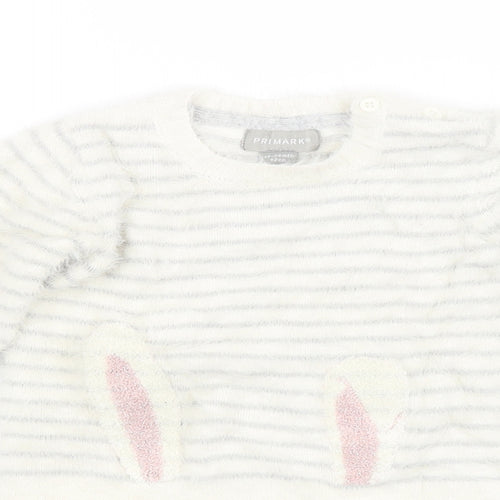Primark Baby White Striped  Pullover Jumper Size 12-18 Months