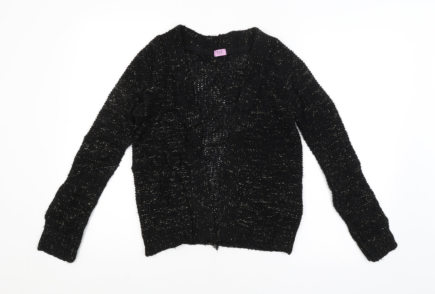 F&F Girls Black   Cardigan Jumper Size 8-9 Years