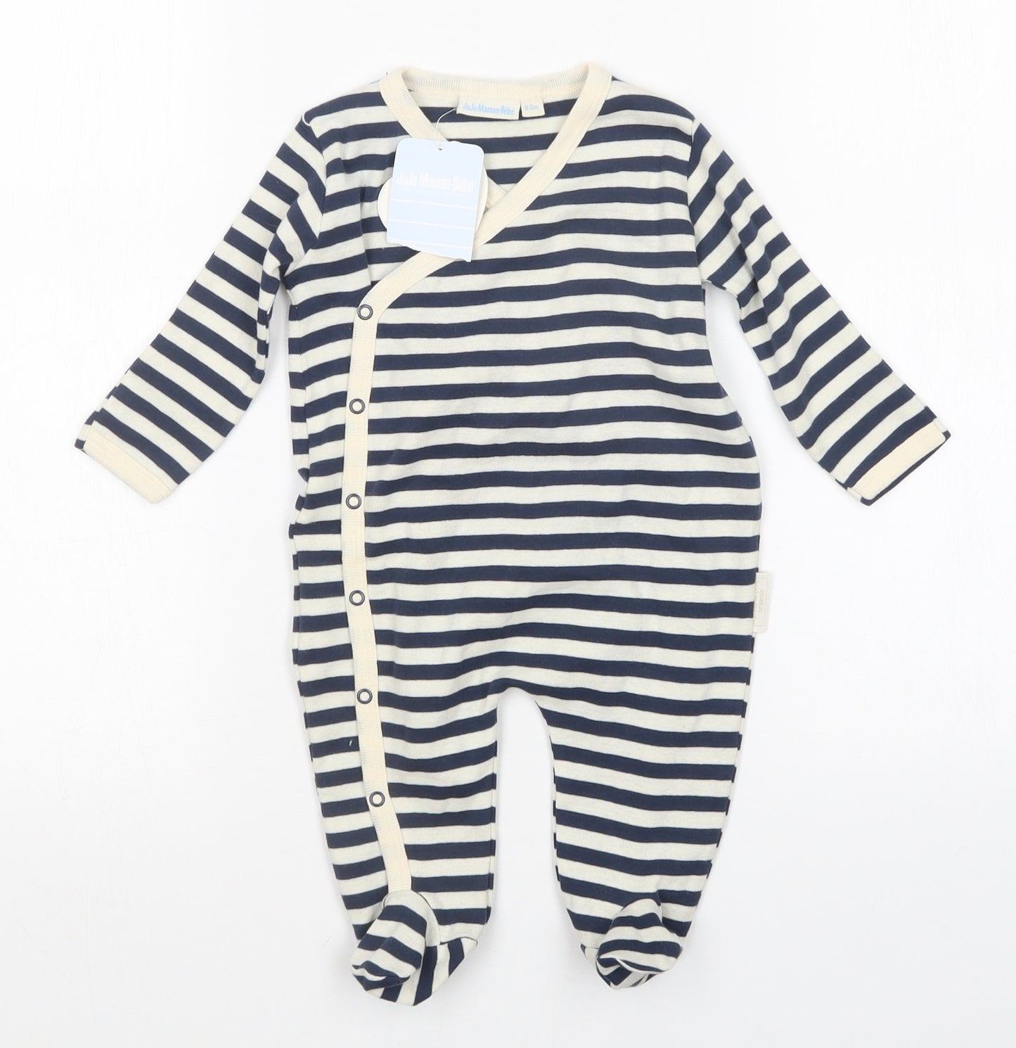 JoJo Maman Bébé Baby Multicoloured Striped  Babygrow One-Piece Size 0-3 Months