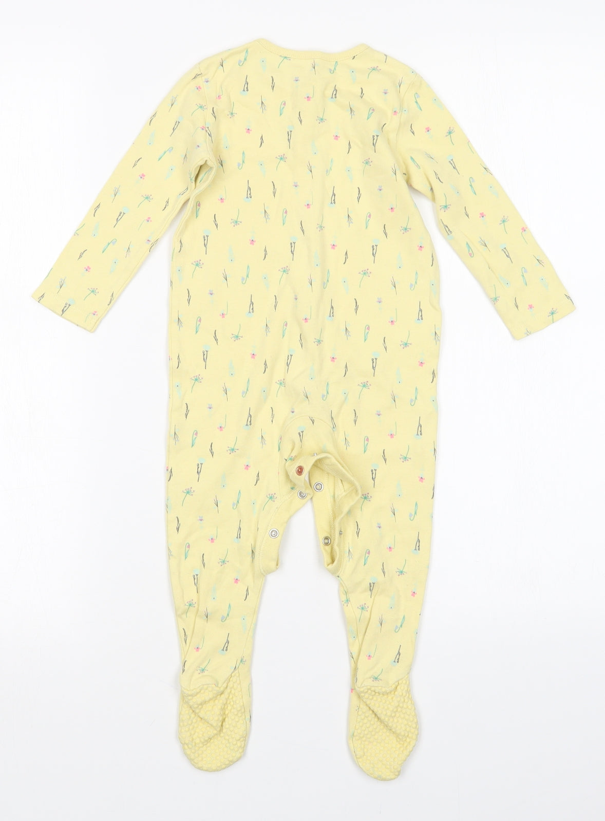 F&F Girls Yellow Floral  Babygrow One-Piece Size 12-18 Months