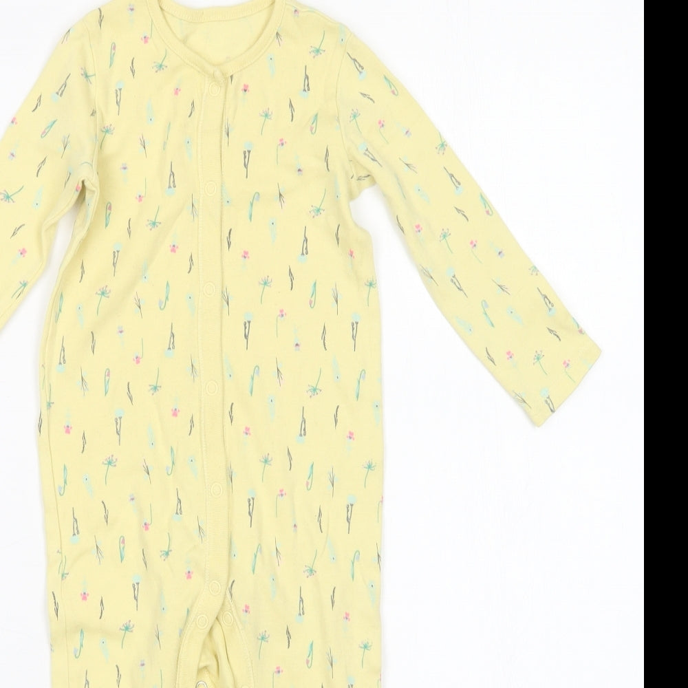 F&F Girls Yellow Floral  Babygrow One-Piece Size 12-18 Months