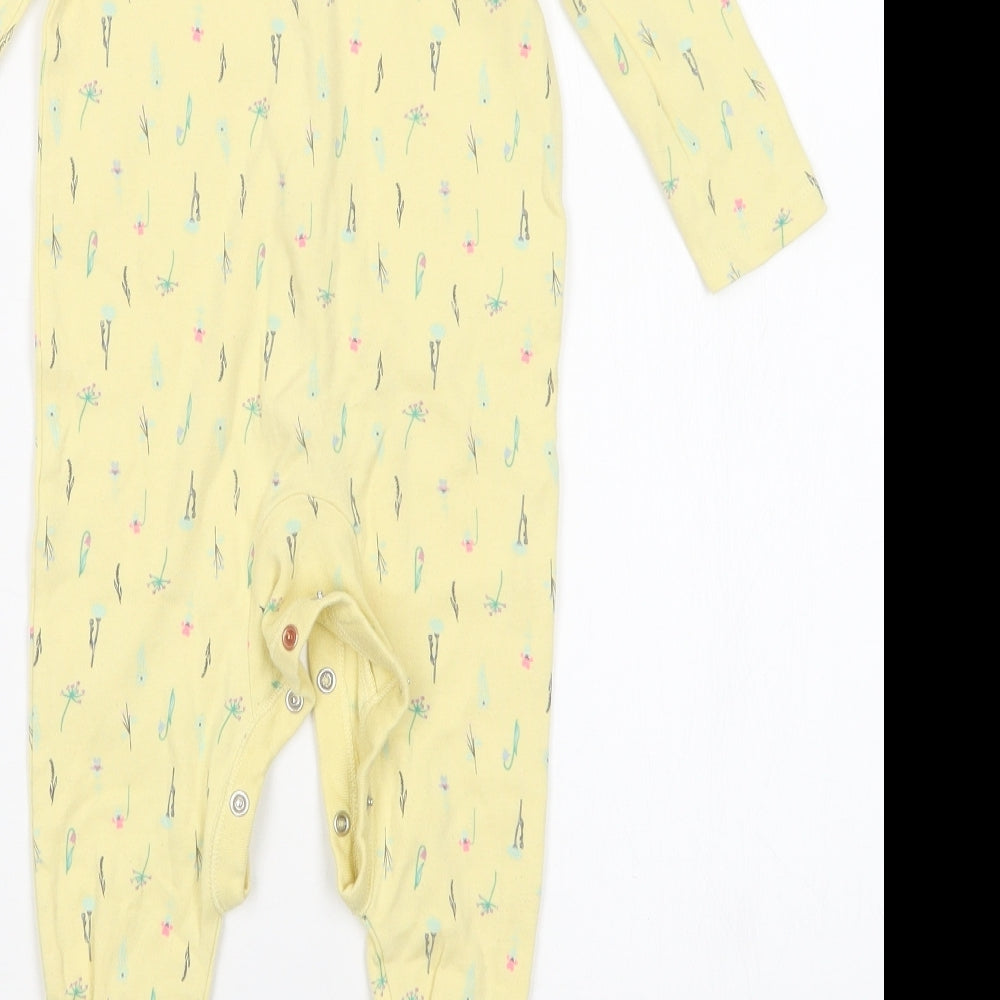 F&F Girls Yellow Floral  Babygrow One-Piece Size 12-18 Months