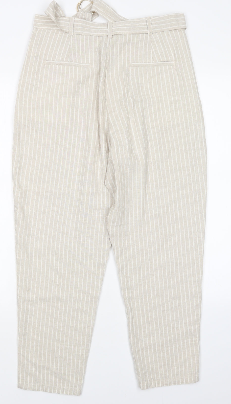 F&F Womens Beige Striped  Capri Trousers Size 8 L25 in