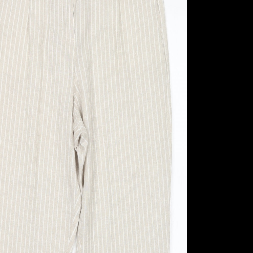 F&F Womens Beige Striped  Capri Trousers Size 8 L25 in