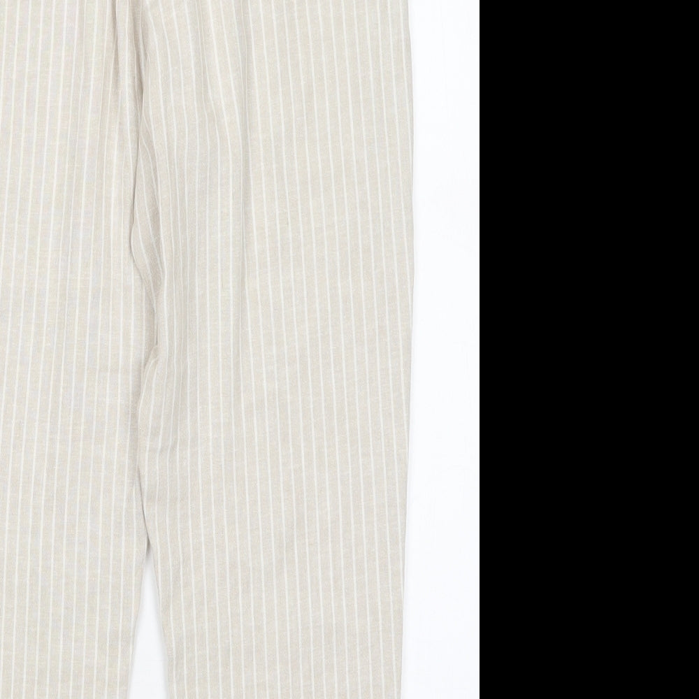 F&F Womens Beige Striped  Capri Trousers Size 8 L25 in