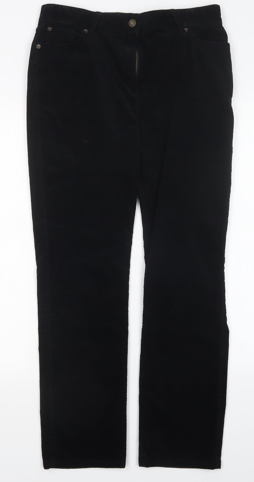 M&S Womens Black  Corduroy Straight Jeans Size 10 L29 in