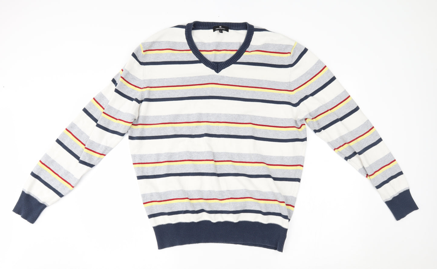 urban spirit Mens Grey Striped  Pullover Jumper Size L