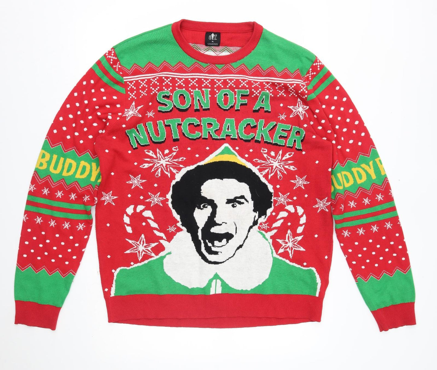 Primark Mens Red Fair Isle  Pullover Jumper Size XL  - elf, son of a nutcracker