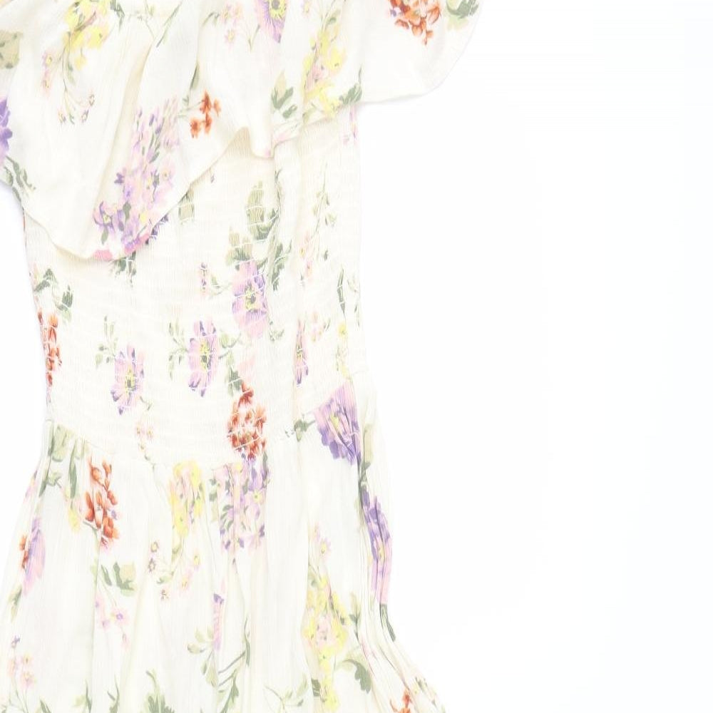 Primark Womens Beige Floral  Jumpsuit One-Piece Size 6 L17 in
