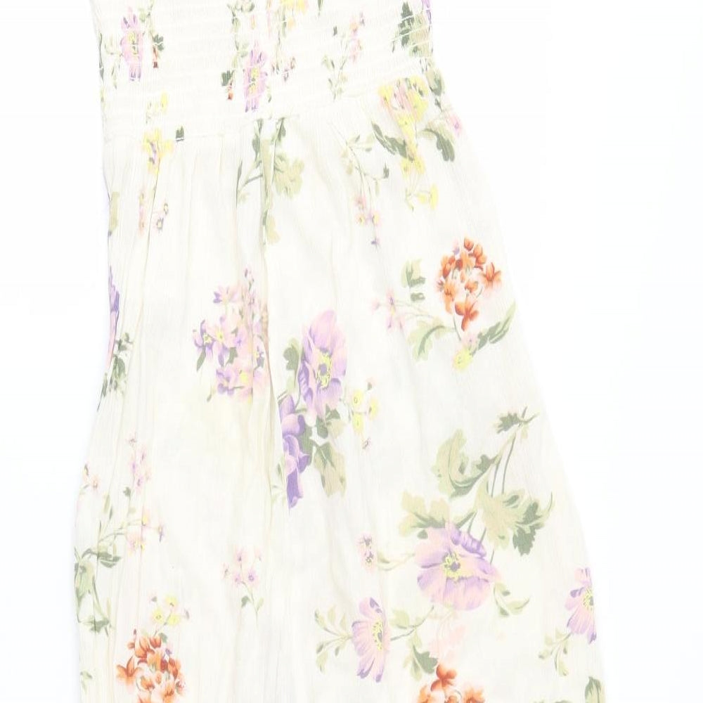 Primark Womens Beige Floral  Jumpsuit One-Piece Size 6 L17 in
