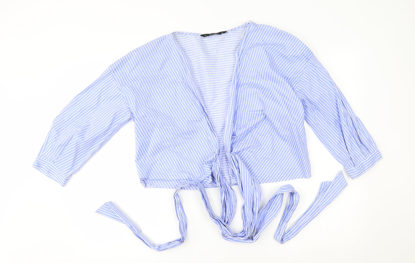 Zara Womens Blue Striped  Basic T-Shirt Size M  - long ties