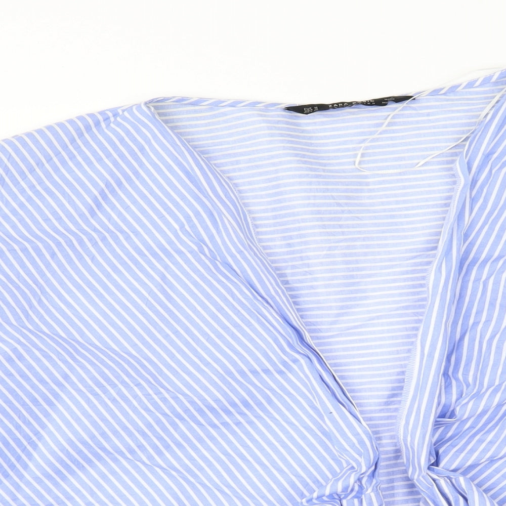 Zara Womens Blue Striped  Basic T-Shirt Size M  - long ties