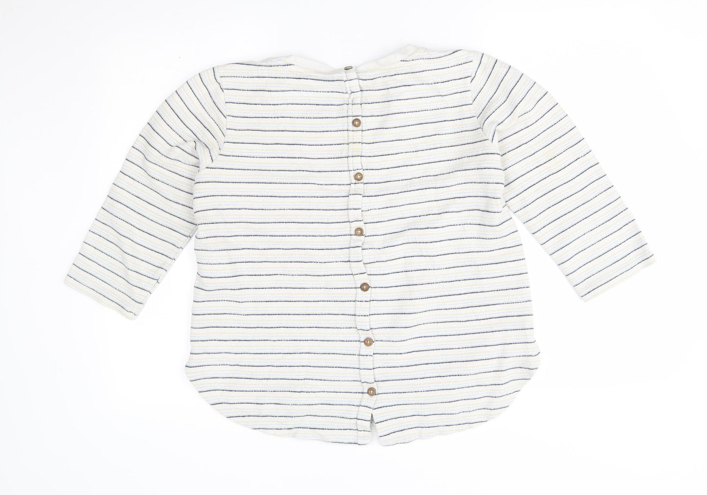 Fat Face Womens Grey Striped  Cardigan Jumper Size 10  - reverse cardigan