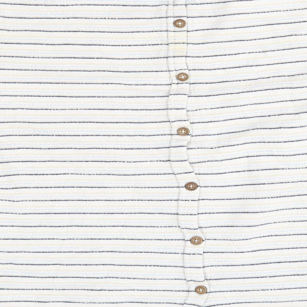 Fat Face Womens Grey Striped  Cardigan Jumper Size 10  - reverse cardigan