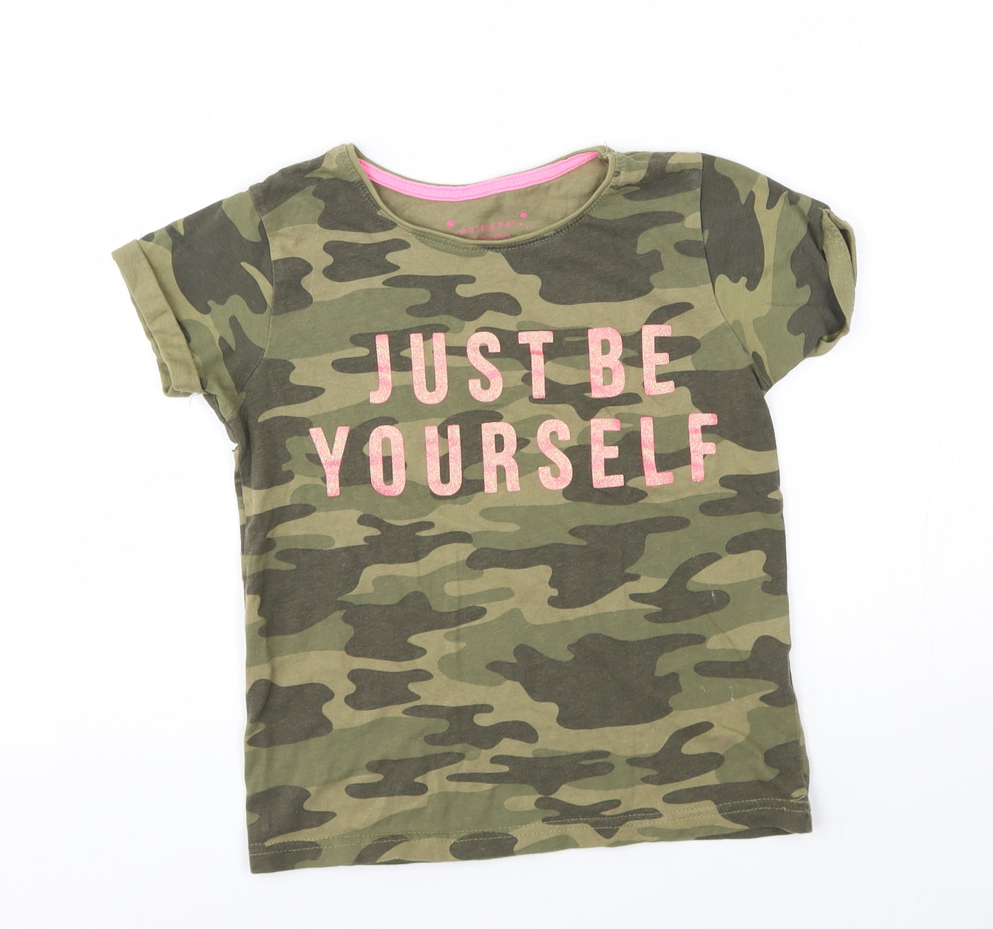 Primark Girls Green Camouflage  Basic T-Shirt Size 8-9 Years  - just be yourself
