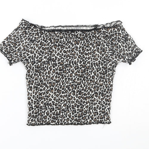 Primark Girls Beige Animal Print  Basic Blouse Size 7-8 Years