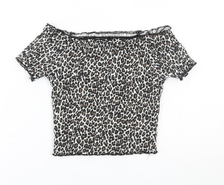 Primark Girls Beige Animal Print  Basic Blouse Size 7-8 Years