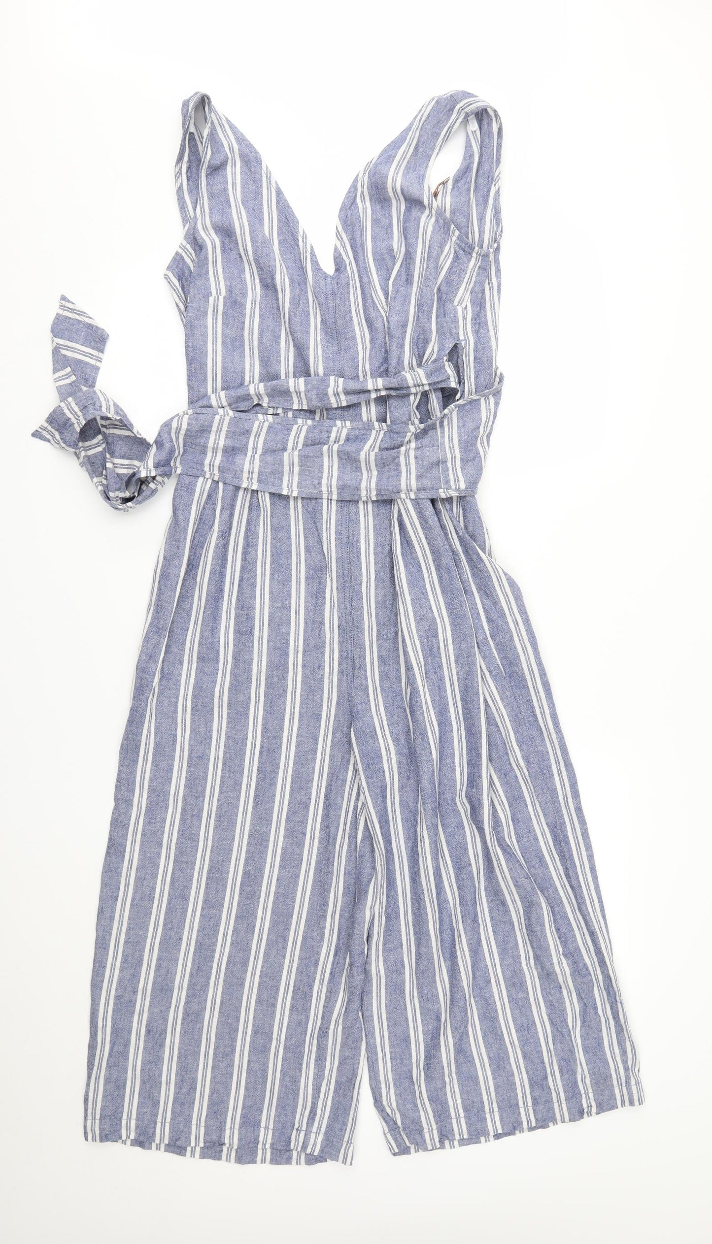 F&F Womens Blue Striped  Jumpsuit One-Piece Size 10 L20 in
