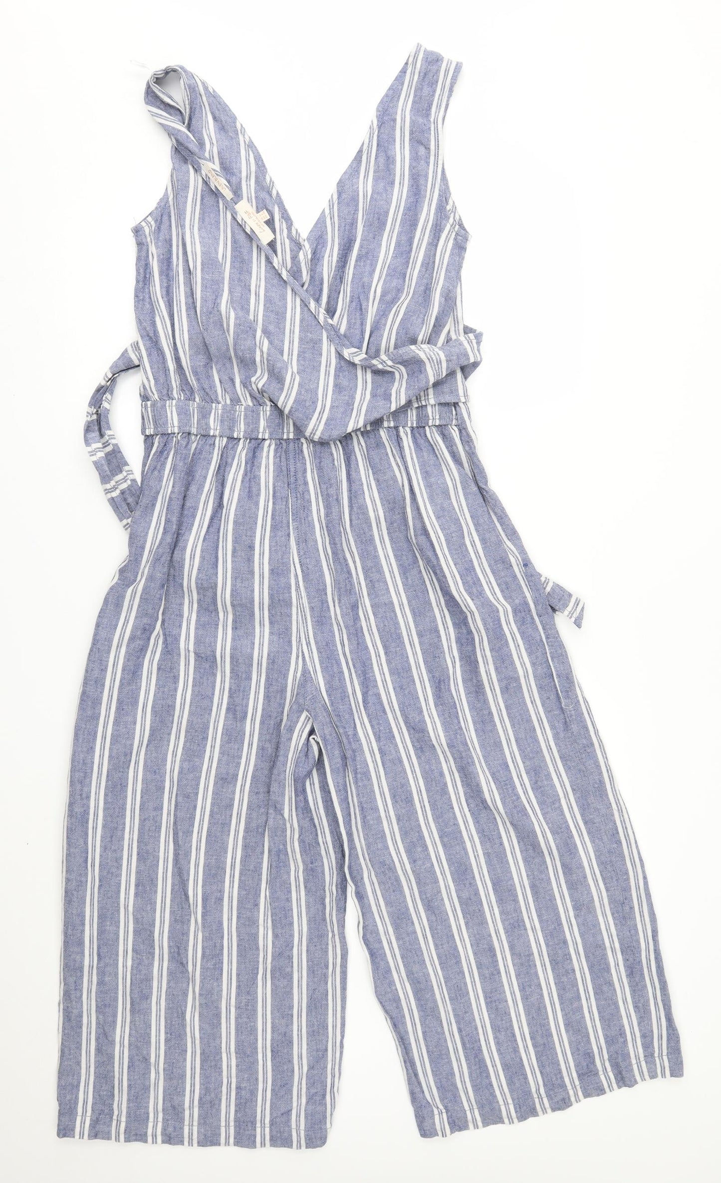 F&F Womens Blue Striped  Jumpsuit One-Piece Size 10 L20 in