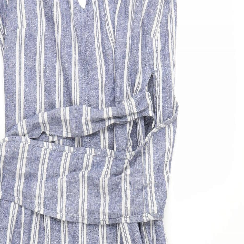F&F Womens Blue Striped  Jumpsuit One-Piece Size 10 L20 in