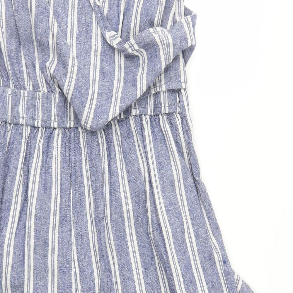F&F Womens Blue Striped  Jumpsuit One-Piece Size 10 L20 in