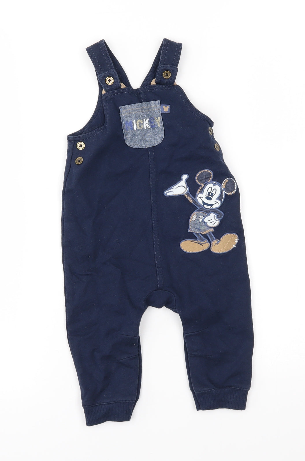 George Baby Blue   Dungaree One-Piece Size 9-12 Months  - disney, mickey mouse