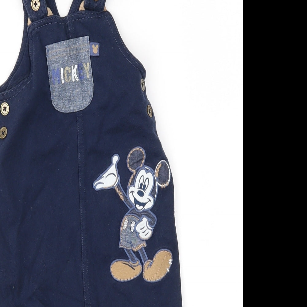George Baby Blue   Dungaree One-Piece Size 9-12 Months  - disney, mickey mouse