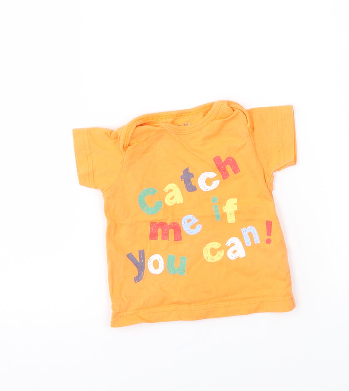 Nutmeg Baby Orange   Basic T-Shirt Size 0-3 Months  - catch me if you can
