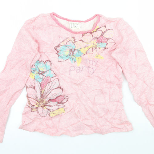 Kingkow Girls Pink Floral Woven Basic T-Shirt Size 12 Years  - Party