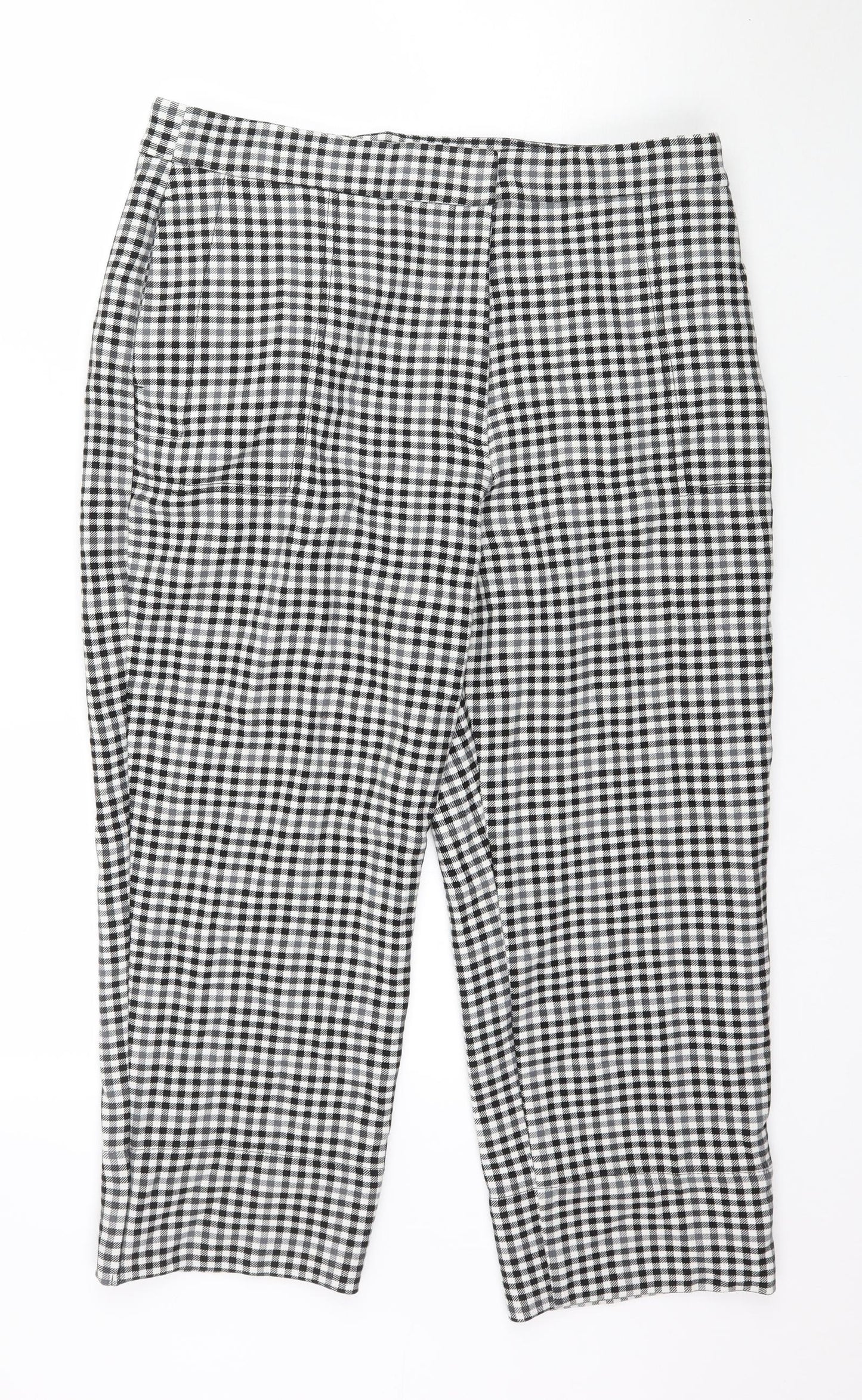 Marks and Spencer Womens Black Plaid  Trousers  Size 16 L24 in - Gingham