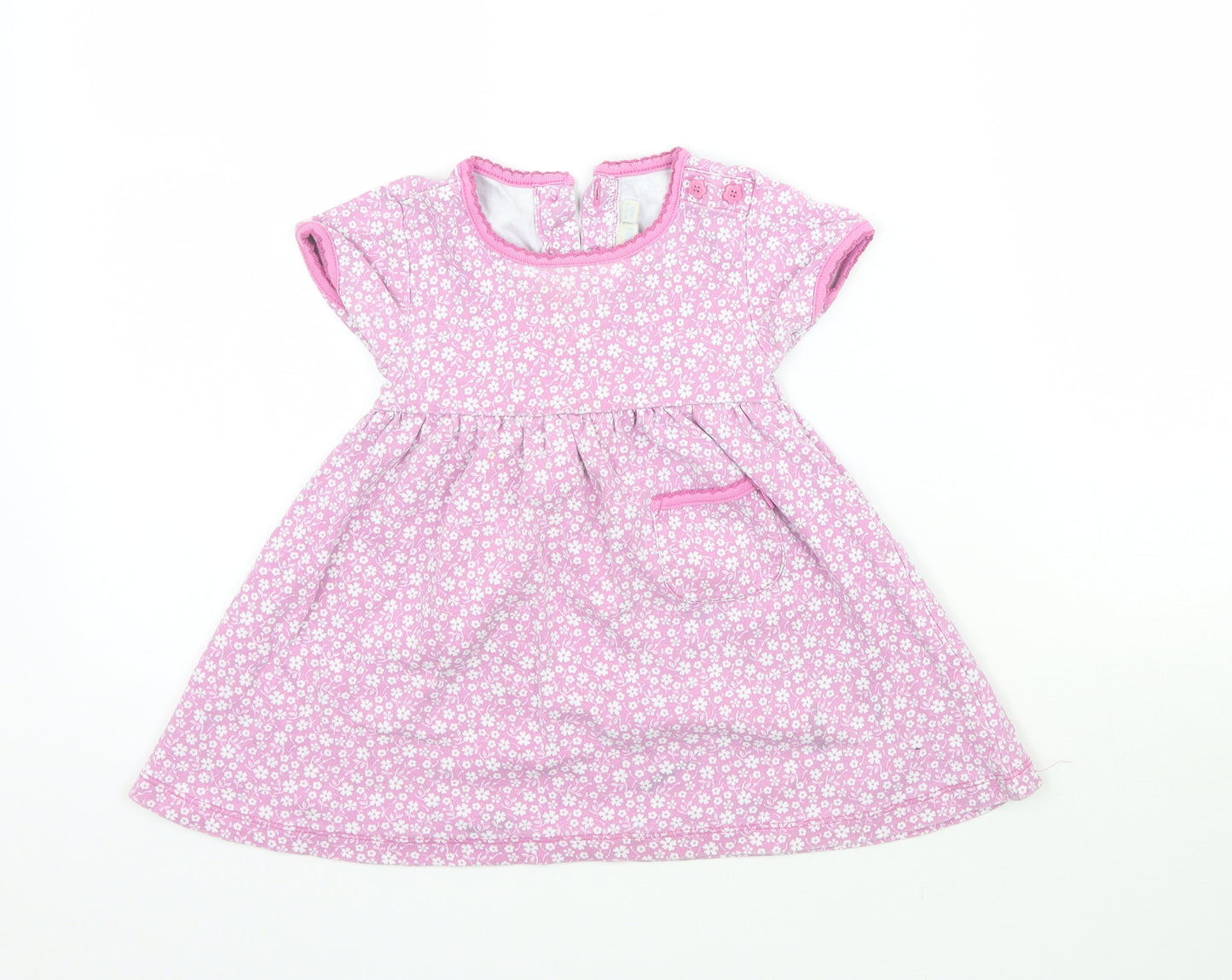 JoJo Maman Bébé Girls Pink Floral  Fit & Flare  Size 18-24 Months
