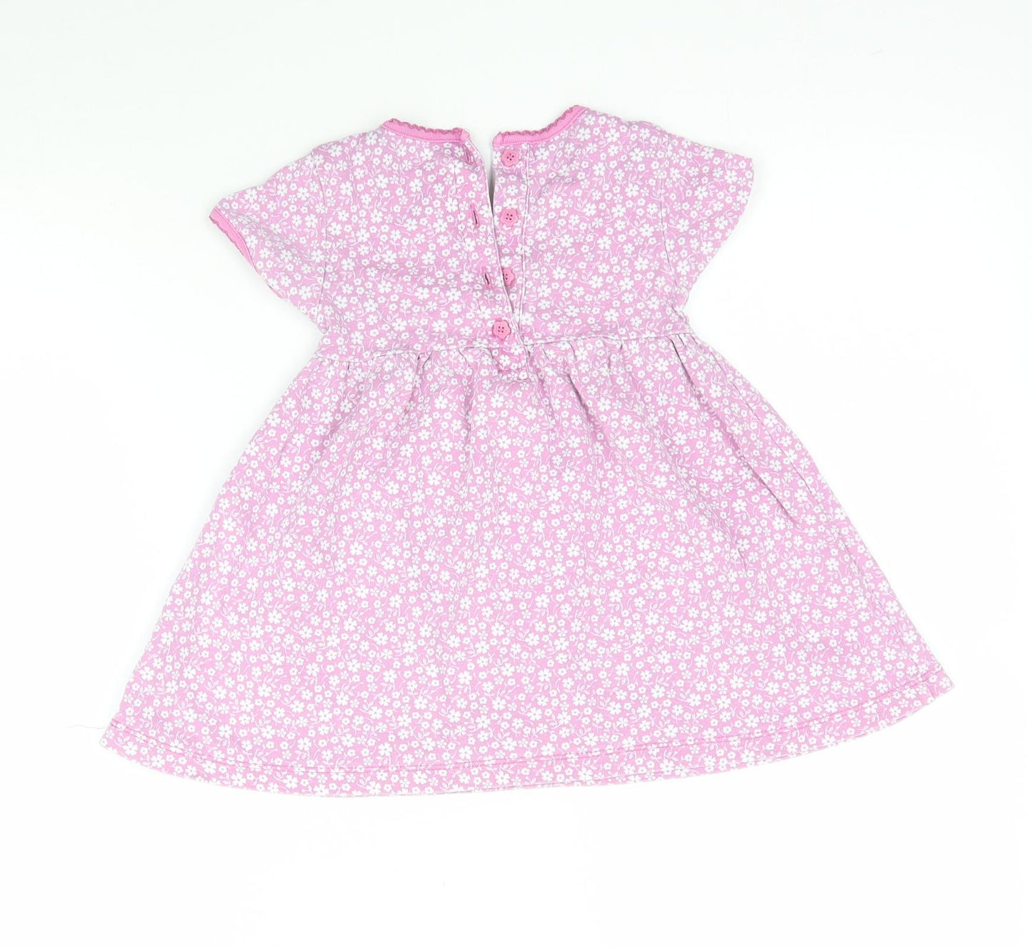 JoJo Maman Bébé Girls Pink Floral  Fit & Flare  Size 18-24 Months