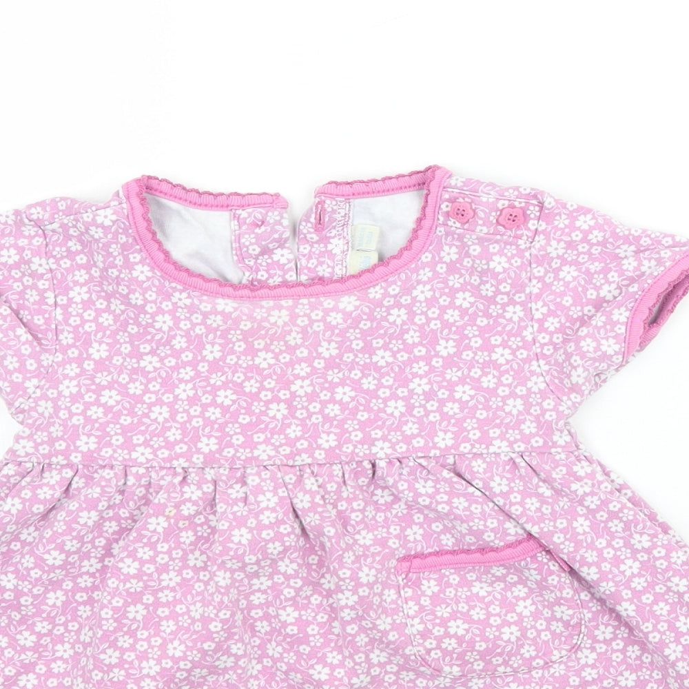 JoJo Maman Bébé Girls Pink Floral  Fit & Flare  Size 18-24 Months
