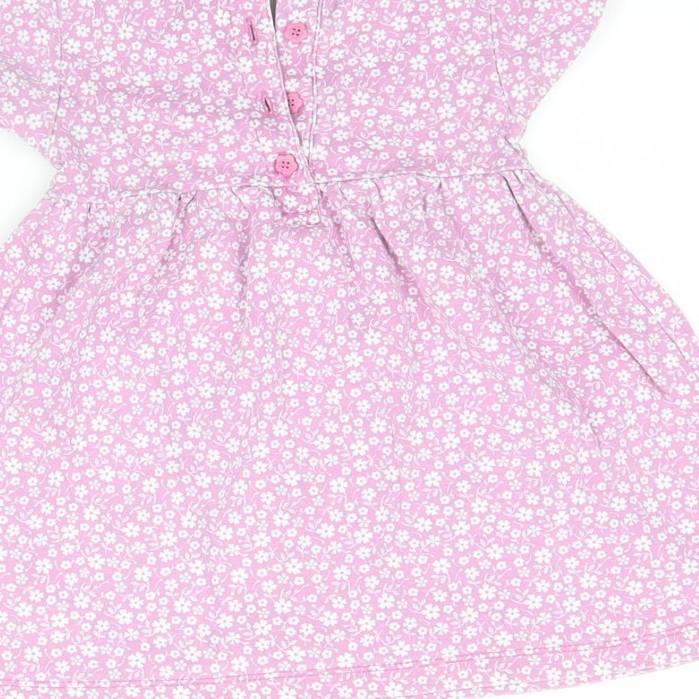 JoJo Maman Bébé Girls Pink Floral  Fit & Flare  Size 18-24 Months
