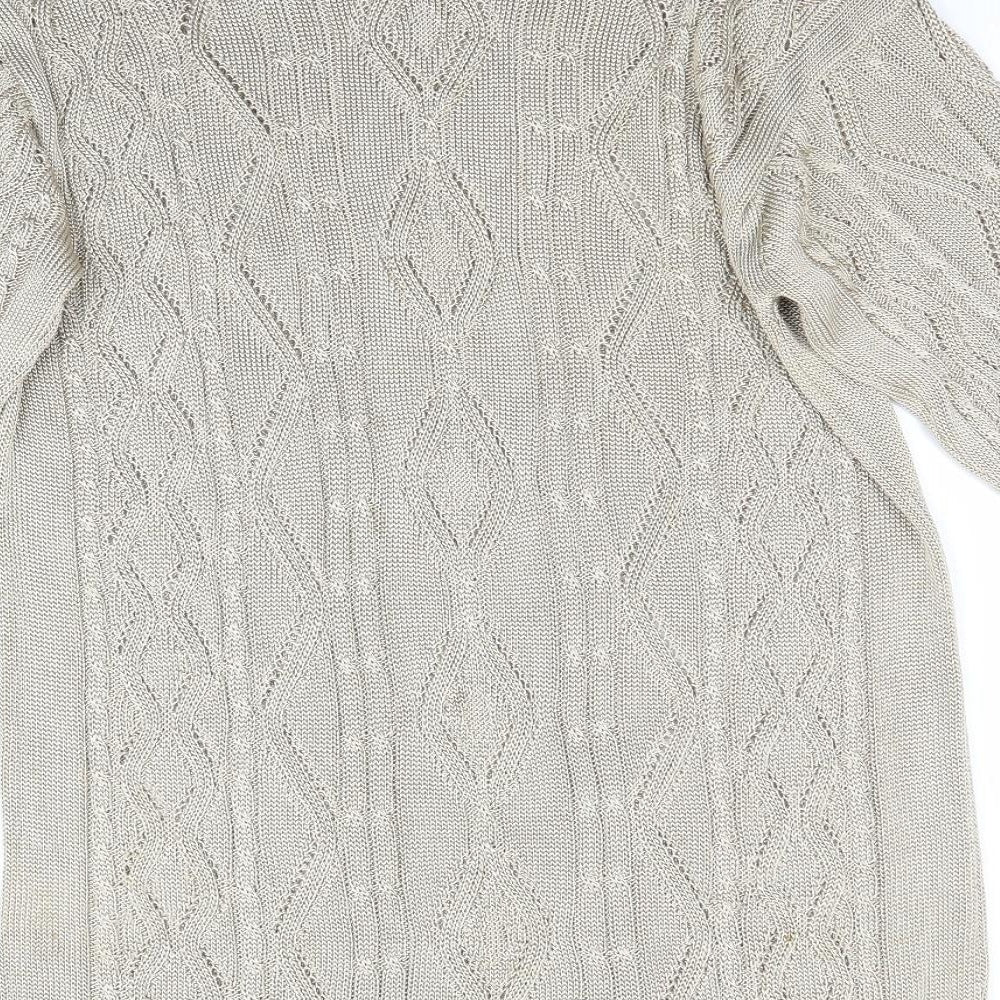 Oui Womens Beige  Knit Pullover Jumper Size S
