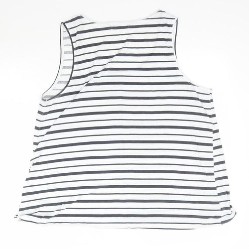Avenue Womens White Striped  Basic Tank Size 16