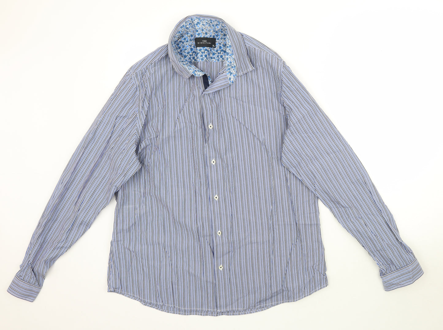 NEXT Mens Blue Striped   Dress Shirt Size XL