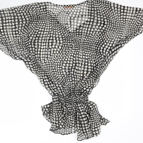 Bandana Womens Black Polka Dot Mesh Basic Blouse Size L