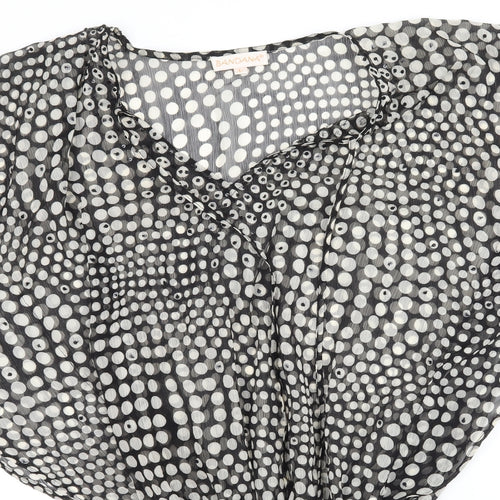 Bandana Womens Black Polka Dot Mesh Basic Blouse Size L