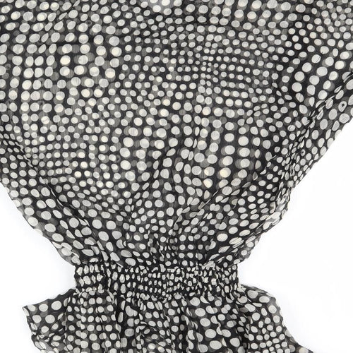 Bandana Womens Black Polka Dot Mesh Basic Blouse Size L