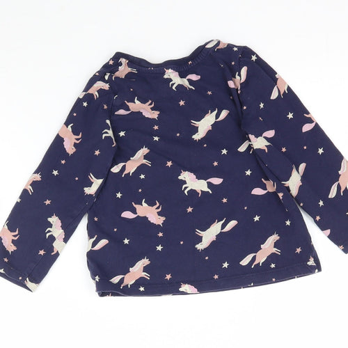 Nutmeg Girls Blue   Basic T-Shirt Size 2-3 Years  - Unicorn stars