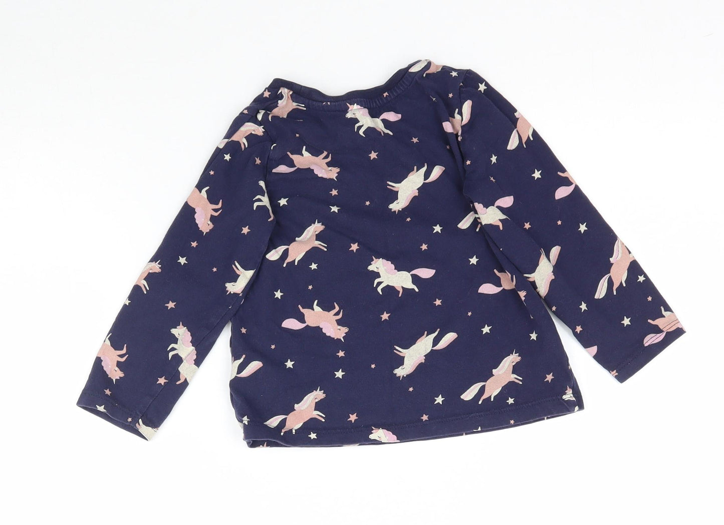 Nutmeg Girls Blue   Basic T-Shirt Size 2-3 Years  - Unicorn stars