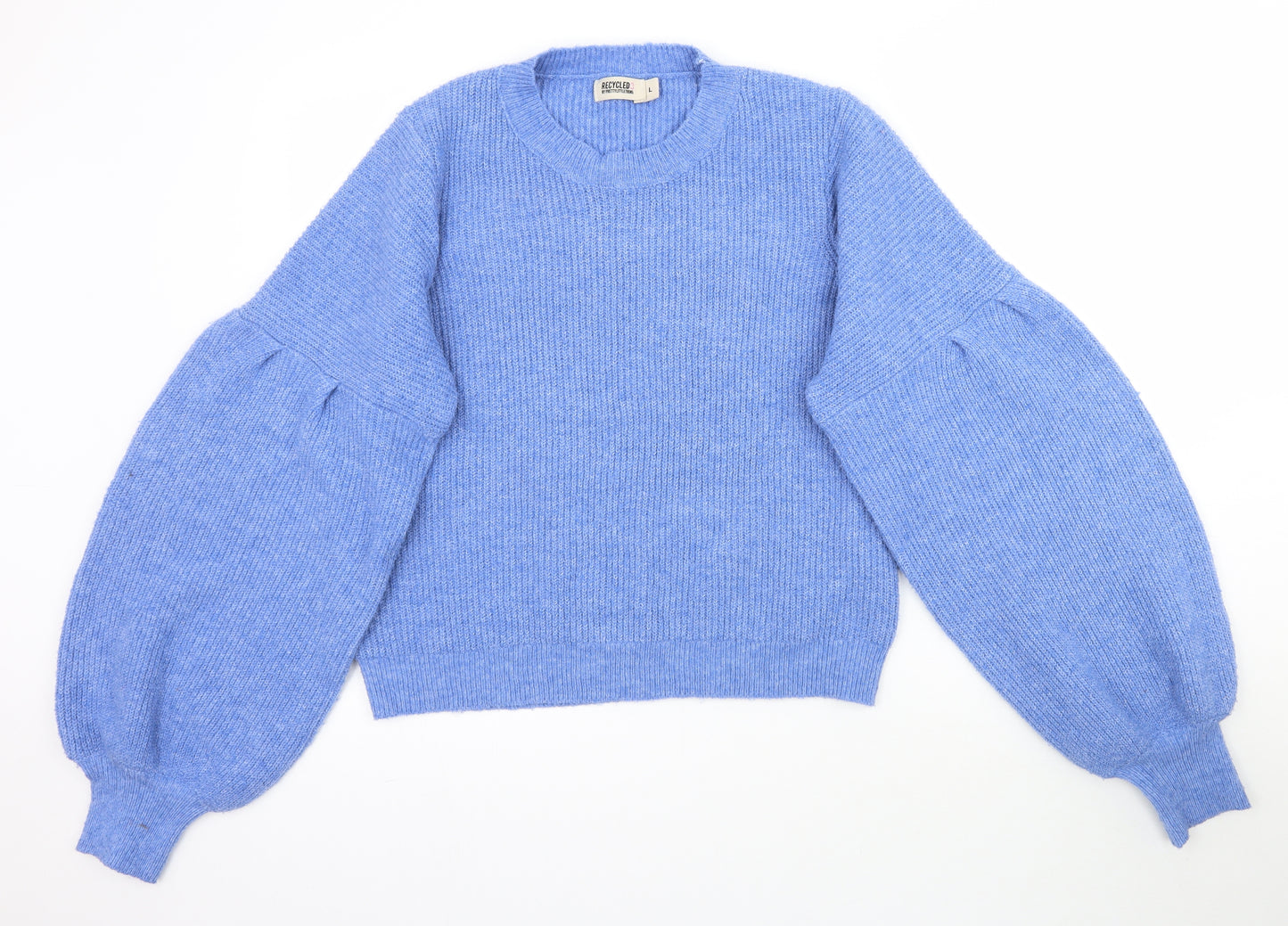 PRETTY LITTLE THING Womens Blue  Knit Pullover Jumper Size L  - Balloon