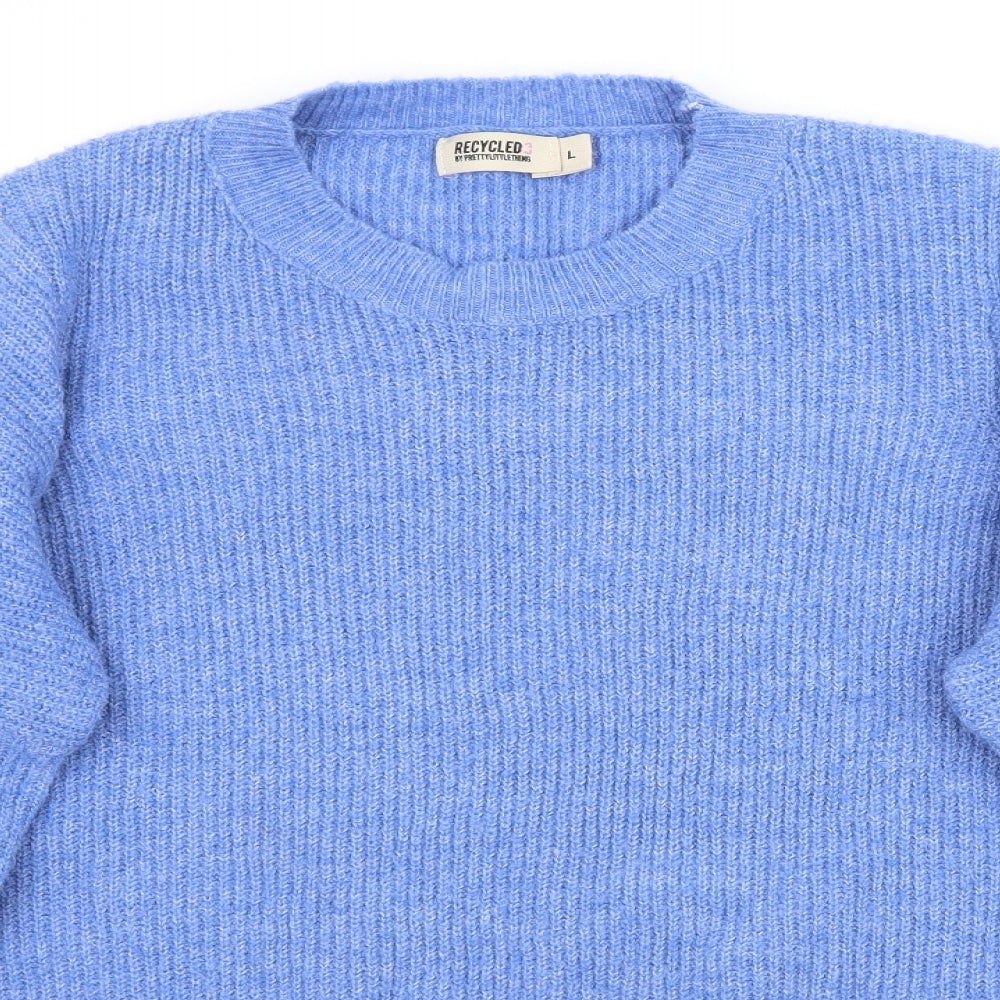 PRETTY LITTLE THING Womens Blue  Knit Pullover Jumper Size L  - Balloon