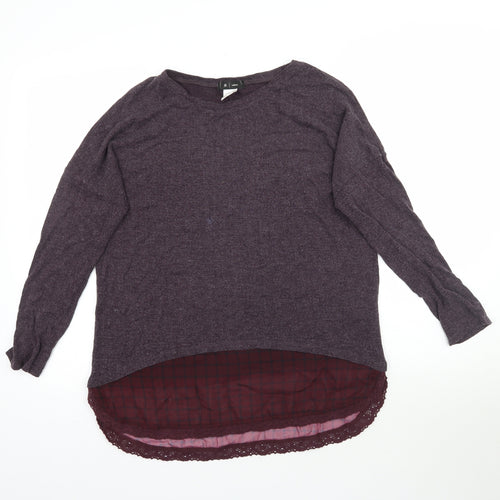 La Redoute Womens Purple Plaid  Basic T-Shirt Size 10  - Purple/Grey