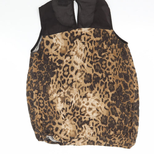 NEXT Womens Brown Animal Print  Basic Blouse Size 8