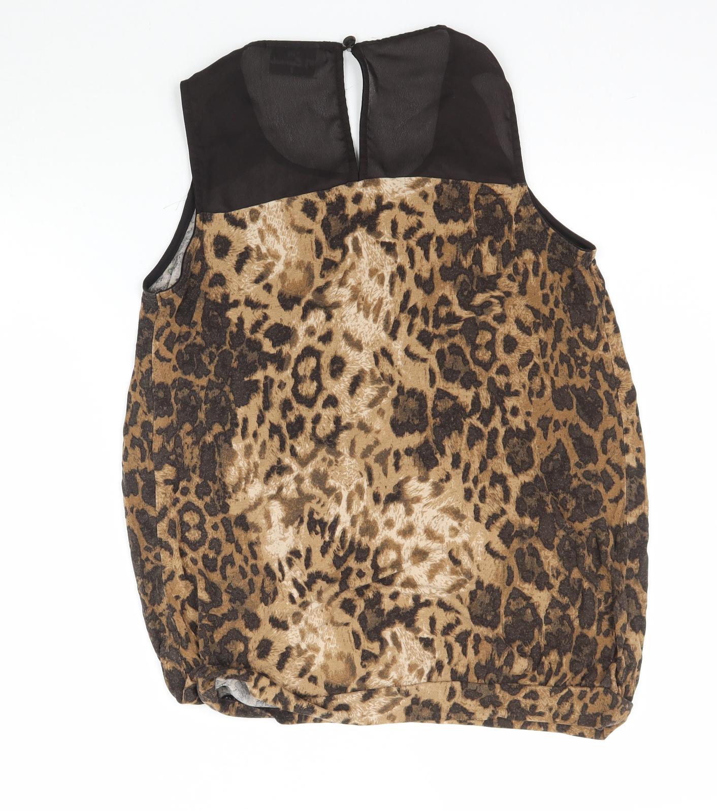 NEXT Womens Brown Animal Print  Basic Blouse Size 8